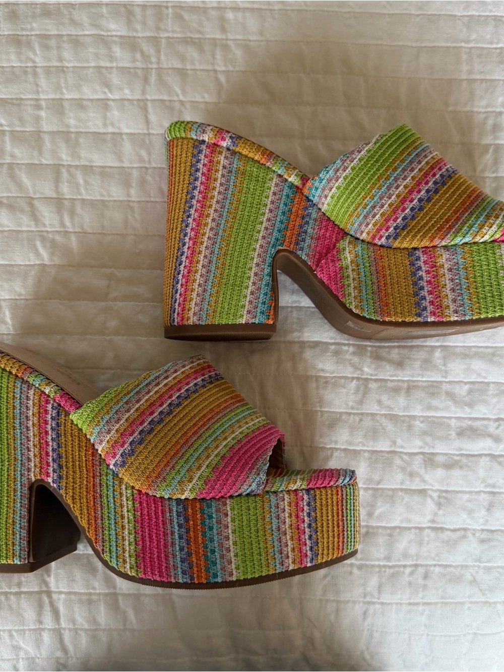 Fashion Nova Women’s Multicolor Striped Platform Heeled Sandals 7.5